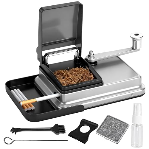 Zigarettenstopfmaschine Stopfmaschine für Zigaretten 8 mm Zigaretten Stopfgerät Manuelle Cigarette Machine mit Zubehör – Eisen‑Nadel, Bürste, Sprühflasche, Pressplatte, Zigarettenbox