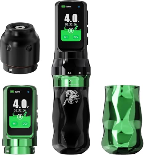 Dragonhawk Tattoo Maschine Fold Pro Year of the Horse Edition Kabellose Tätowiermaschine Motor von Mcore-C4, 2.5-4.5mm 7 Striche Einstellbar für Linieren, Schattieren, Tätowieren