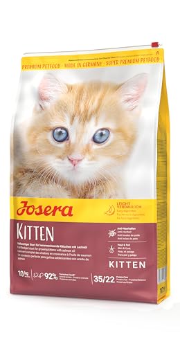 JOSERA Kitten (1 x 10 kg) | Kitten | Premium Trockenfutter für heranwachsende Katzen & Katzen-Mütter in der Säugezeit | Lachs & Geflügel | leicht verdaulich | weizefrei | Katzenfutter | 1er Pack