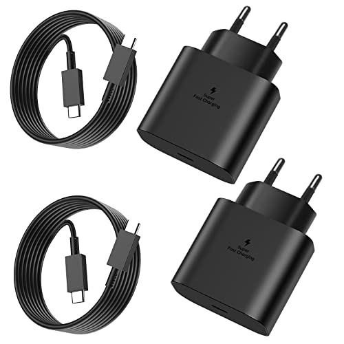 2er-Pack 25W USB C Ladegerät für Samsung,Super Fast Charger mit 2M Ladekabel,Typ C Handy Netzteil Adapter für Samsung Galaxy S26/S25/S24/S23/S22/S21 Ultra,für iPhone 17/16/15 Pro