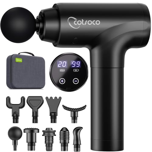 Massagepistole, Muskel Percussion Massagegerät, Massage Gun mit LED-Touchscreen, 20 Geschwindigkeiten, 9 Massageköpfe, Tragetasche, Leise Elektrische Massage Pistole, Geschenk für Männer & Frauen