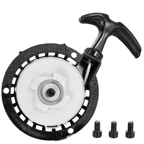 Aluminium-Legierung Rückspul-Zugstarter für 40/44-6 2-Takt 47cc 49cc Mini Moto Chopper ATV Quad Dirt Pocket Bike Scooter 4 Wheeler, Nylon Zahnrad Mini Easy Pull Starter mit Schrauben Schwarz