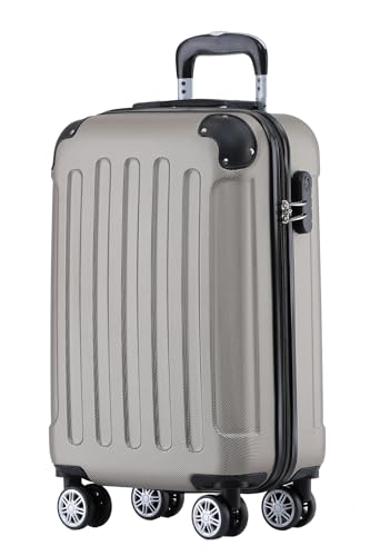 BEIBYE Zwillingsrollen Hardcase Reisekoffer Koffer Trolleys Hartschale in XL-L-M in 14 Farben (Champagner, Handgepäck (55cm))