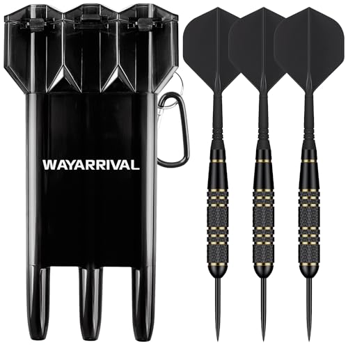 WayArrival Steeldarts 23g, 3 Stück mit Messing-Barrels, Case und Spitzer