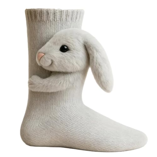Generisch 3D Stricksocken mit Tieren Animal Socks Handgehäkelte Tiersocken Doppellagige Baumwolle Winter Warme Umarmung Kuschelsocken Damen Weihnachtsgeschenke Herren Weihnachten Männer Frauen Socken