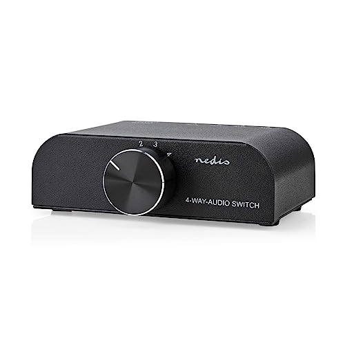 Nedis Audio-Umschalter ASWI2424AT – 4-Port – 3,5 mm & Cinch Eingänge – Cinch Ausgang – Manuell – Metall – Anthrazit