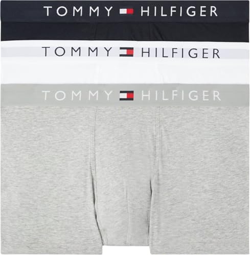 Tommy Hilfiger Herren Boxershorts Trunks Unterwäsche, Mehrfarbig (Grey Htr/White/Desert Sky), M