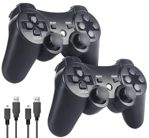 Sefitopher Kabelloser Controller für PS3, 2er Pack, Bluetooth Gamepad kompatibel mit PlayStation 3, Dual Shock Vibration inkl. Ladekabel