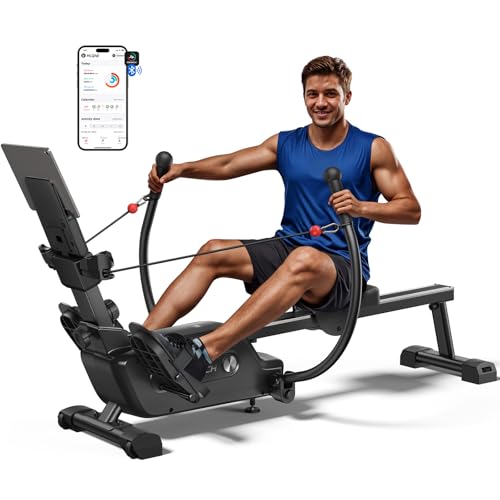 MERACH Rudergerät für Zuhause, Innovativ Doppelpaddel mit Mehreren Trainingsmodi, Ganzkörpertraining mit der MERACH APP, über 1000 Champion-Kurse, Simuliert Echtes Rudern