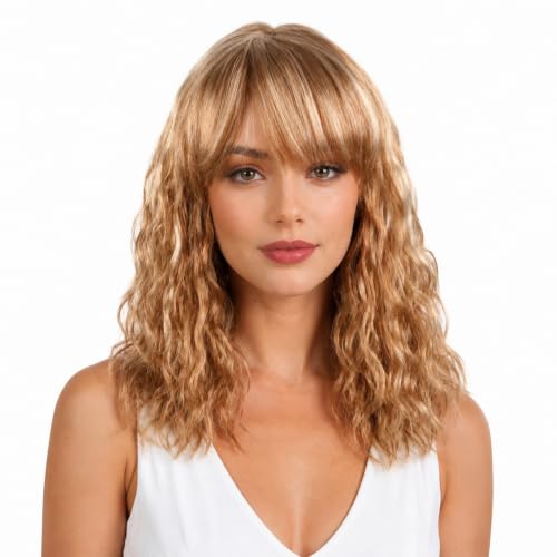 ManeMajesty Body Wave Perücke mit Pony 40 cm 27/613 100% Echthaar