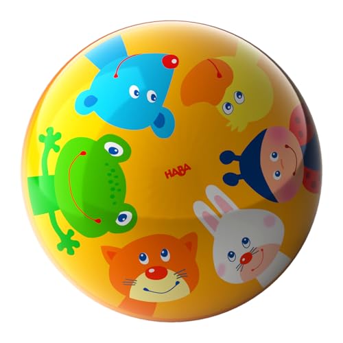 HABA Kinderball Tierfreunde – 14 cm bunter Ball mit Ventil – Fördert Motorik & Beweglichkeit ab 2 Jahren – Idealer Indoor-Spielball – 2012753001
