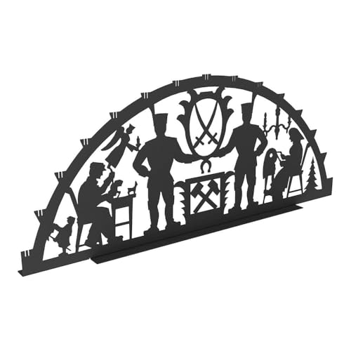 KNOBLOCH Schwibbogen aus Metall Winter-Motiv | XXL für außen | Schwarz | Outdoor | Weihnachtsdeko für Fenster, Garten und Balkon | Weihnachtsbeleuchtung (150 cm, Bergmann)