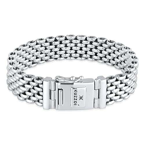 Kuzzoi Silberarmband Herrenarmband aus massivem 925er Sterling Silber, Breite 18 mm, Länge 21 cm, 335107-021