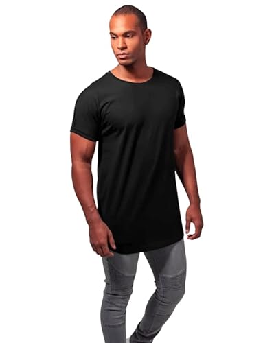Urban Classics Herren T-Shirt Long Shaped Turnup Tee, lässiges T-Shirt für Männer, in langem Schnitt, erhältlich in vielen Farben, Black, XXL