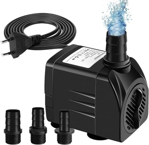 Awroutdoor Wasserpumpe Tauchpumpe, 1800L/H Aquariumpump für Teich Brunnen Aquarium Garten, Submersible Pumpe 3 Düse 13mm-16mm-19mm, Kabel1.9m(25W)