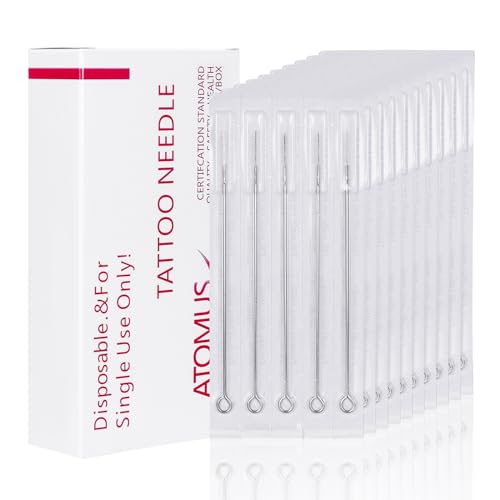 ATOMUS 50pcs Tattoo Needles Set 5RL Disposable Tattoo Needles Stainless Steel Taeto Needles for Tattoo Machine