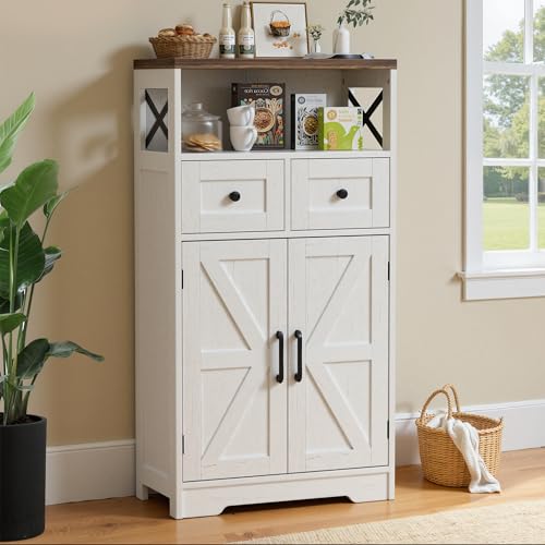 BonVache Sideboard, Küchenschrank für Küche,Wohnzimmer,58 x 29 x 108cm,Weiß