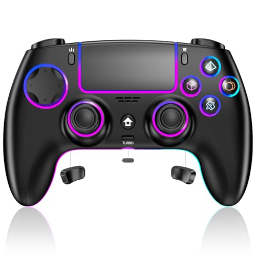 Reddening für PS5 Controller mit 3,5-mm-Audio, RGB-Beleuchtung, 6-Achsen-Sensor, Dual-Vibration, Turbo, Touchpad, 1500-mAh-Akku, Kompatibel mit PS5/Pro/PC/MAC/iOS/Android/Steam Deck