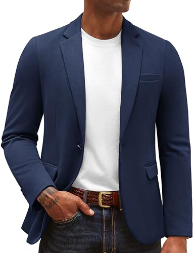 PJ PAUL JONES Herren Sakko Sportlich 1 Knöpfe Einfarbig Slim Fit Blazer modern Anzugjacke für Party Hochzeit, Marineblau, M