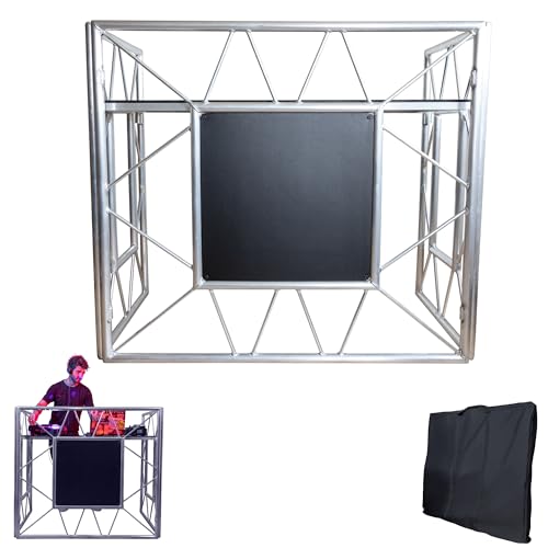 DJ Stand Booth | DJ Stand-Tisch | tragbarer DJ Stand für die ultimative Party | Faltbare DJ Tables | optimale Tischfläche für All Dein DJ Equipment (Grey)