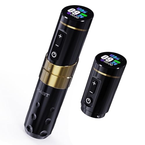 Mast Flip3 Maschine Tattoo Pen ohne Kabel Rotative Tattoo Pistole mit 7 verstellbaren Schlägen 2.4mm - 4.2mm mit 2pcs Batterien 1800mAh Ideal für Anfänger und Tätowierer