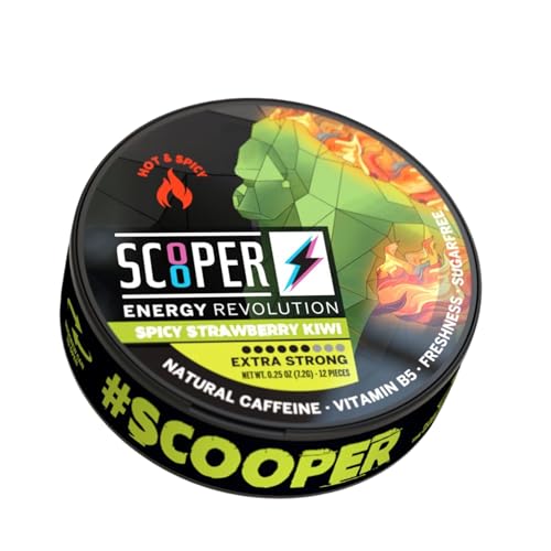 SCOOPER Energy 1x Spicy Strawberry Kiwi Xtra Strong | 80 MG Koffein pro Pouch | 12 Pouches pro Dose | Zuckerfrei & Vegan