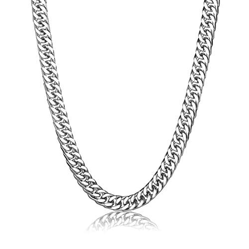 SURALIN 1PCS 8MM Herren Kubanische Halskette Herren Halskette Herren Edelstahl Halskette Rapper Halskette Länge ca 50cm