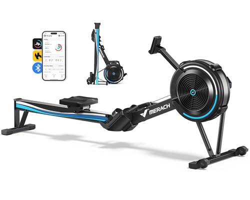 MERACH Rudergerät Luftwiderstand für Zuhause, 10 Stufen Einstellbar mit Exklusiver APP, Professionelles Indoor-Rudergerät, Ergonomischer Komfortsitz, Einfache Lagerung