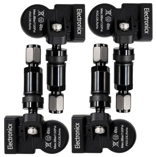 Electronicx 4X RDKS Sensor passend für Volkswagen Tiguan 5N 2007-2015 vorprogrammiert 433MHz TPMS Reifendrucksensor Metallventil Schwarz 4er Set Ersatz für Sommerreifen Winterreifen Ganzjahresreifen
