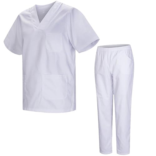 MISEMIYA - Unisex-Schrubb-Set - Medizinische Uniform mit Oberteil und Hose ref.8178 - Large, Weiß 21