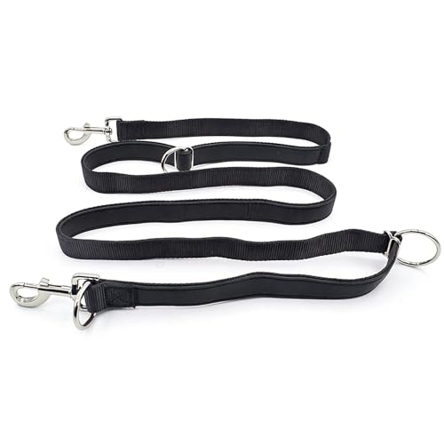Hundeleine 3m Schleppleine Verstellbare Doppelleine Leichte für Kleine Mittelgroße Hunde mit 2 Karabiner für Training Outdoor Aktivitäten Schwarz