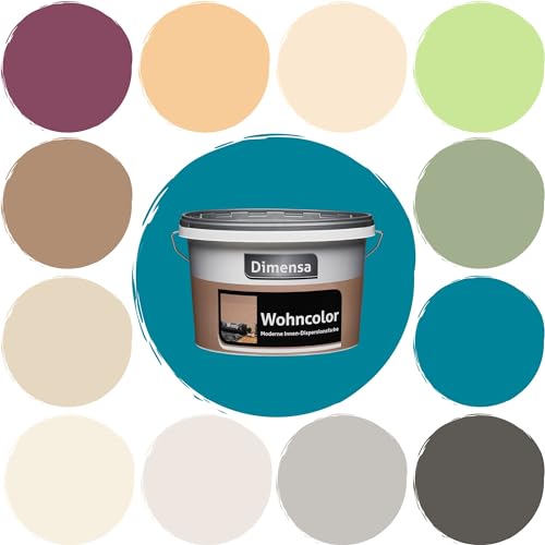 Dimensa Wohncolor bunte Wandfarbe petrol blau grün 2,5 Liter