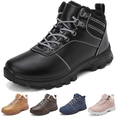 ricema Winterschuhe Herren Warme Gefütterte Winterstiefel Damen Wasserabweisend Wanderschuhe Warm Gefüttert Schneestiefel Winter OutdoorBoots Stiefel Rutschfest Leicht​ Unisex,Schwarz 43 EU
