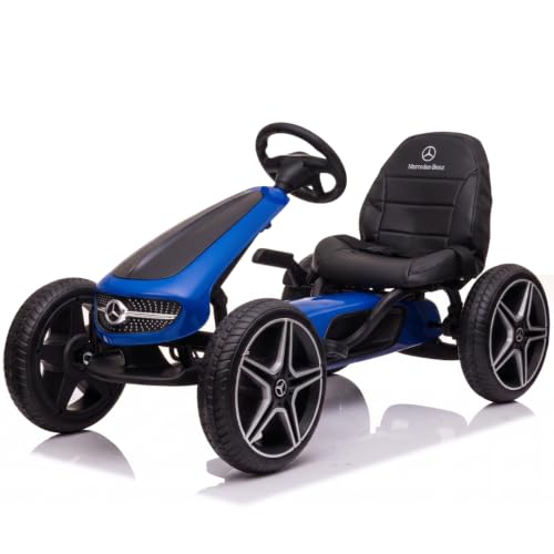 Mercedes Tret-Gokart, 3-7 Jahre, mit Eva-Rädern, Hupe und Musik, Blau