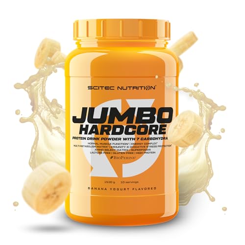 Scitec Nutrition Jumbo Hardcore, High Protein Weight Gainer mit Amino Select Matrix, Superfoods, Creatin und mit 7 Kohlenhydraten, gluten- und laktosefrei, 1530 g, Banane-Joghurt
