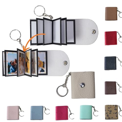 uniqicon Mini Fotoalbum,Schlüsselanhänger Personalisiert,DIY Fotoalbum Klein,Schlüsselanhänger Leder,Kleines Geschenk Für Frauen,Beste Freundin Geschenke,Fotobuch Zum Selbstgestalten,10 Fotos