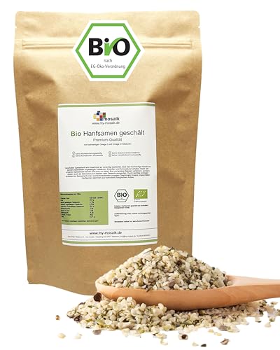 Bio Hanfsamen geschält von my-mosaik aus kontrolliert biologischem Anbau (1000g),vegan, zum Kochen und Backen