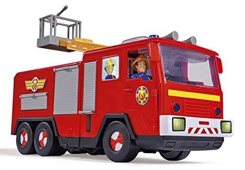 Simba - Feuerwehrmann Sam – Jupiter Truck Serie 13 – Figuren Sam + Radar inklusive – Sound- und Lichtfunktionen – viel Zubehör – 109252516038 Rot