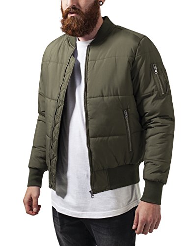 Urban Classics Herren Jacke Basic Quilt Bomber Jacket, Gr. X-Large, Grün (Olive 176)