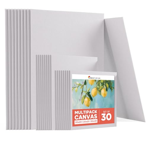 Zenacolor Leinwand Zum Bemalen 3 Größen (30 Stück) - Leinwände Set 280 g/m² 100% Baumwolle - Für Acrylfarbe, Ölmalerei, Gouache