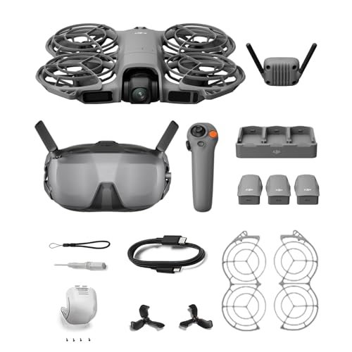 DJI Neo 2 Motion Fly More Combo Bundle mit Zubehör, 4K Drohne für Einsteiger mit RC Motion 3 und Goggles N3, Stabile Übertragung mit Digitalem Sendeempfänger, FPV-Flug, 3 Akkus (Neo 2 Motion)