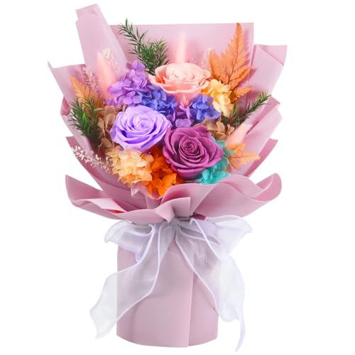 Ewige Rose Blumenstrauß,Konservierte Echt Blumen Rosestrauß in Geschenkbox,Geschenke für Mutter, Freundin, Ehefrau,Geschenke für Valentinstag, Muttertag, Weihnachten,Jahrestag und Geburtstag