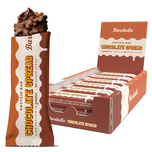 Barebells Protein Riegel – 15g High Protein Bar, Gefüllter Proteinriegel mit Schokoladencreme-Füllung, Ohne Zuckerzusatz, Ohne Palmöl – Chocolate Spread, 12 x 45g