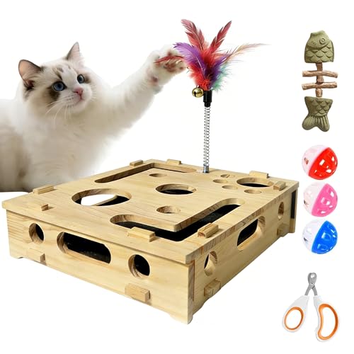 Katzen Kratz Puzzle-,Katze Kratzbrett-kratzpuzzle-spielbox für Katzen: stressfreie Alternative zu nagelknipsern und nagelschleife (Detachable)