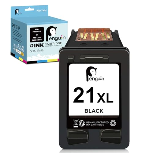 Penguin 21 XL (1 Schwarz) Ersatz-Tintenpatrone für Wiederaufbereitete Druckerpatronen für HP 21XL zur Verwendung mit Deskjet 3910 3920 PSC 1401 1402 OfficeJet 4315 5600 FAX 1250