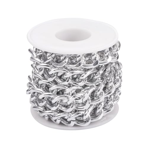 Boutigem Aluminium-Panzerketten, ungeschweißt, gedreht, Metall, klobige Kettenglieder, 17 x 13 x 3 mm, für DIY-Schmuckherstellung, 2 m
