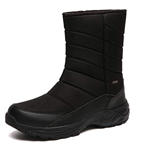 TLOLA Winterstiefel Herren Wasserdicht Winterschuhe Warm Gefüttert Schneestiefel Leicht Wanderschuhe Trekkingschuhe Rutschfest Stiefel Herren Arbeiten Ski Outdoor Boots Herren (Schwarz EU 43)