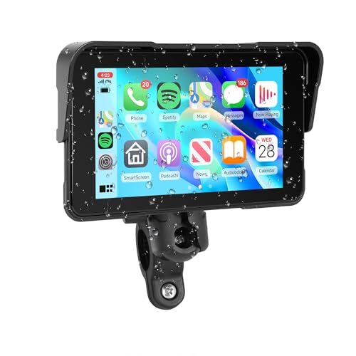 VECHTEL Motorrad Navi Kabelloses CarPlay und Android Auto per Moto, 5 Zoll HD Touchscreen GPS Navigation für Motorrad mit IP68 Wasserdicht, Bluetooth, Assistente Siri/GOO-gle, TPMS, Typ-C