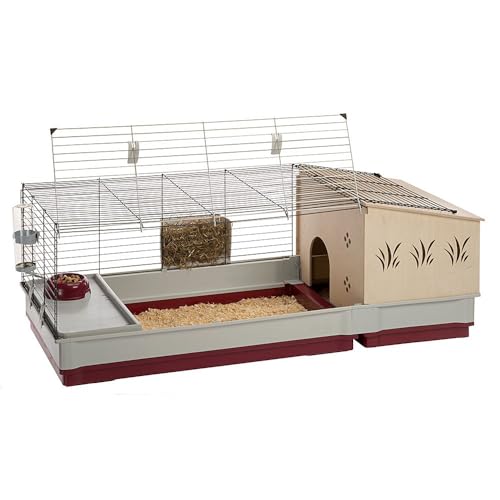 FERPLAST - Meerschweinchen Käfig - Hasenkäfig - Kaninchenkäfig - Häuschen und Zubehör Inklusive - Viel Platz für Kaninchen - Öffnenden & Modular 142 x 60 x h 50 cm - Krolik, 140 Plus