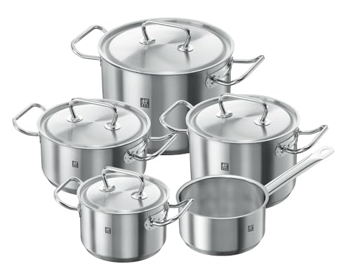 ZWILLING TWIN Classic Kochtopf-Set 5-tlg Edelstahl, unbeschichtet, 4 Deckel, Induktionsgeeignet